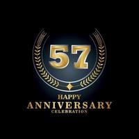 Template emblem 57th years old luxurious anniversary with a frame in the form of laurel branches and the number . anniversary royal logo. Vector illustration Design