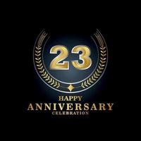 Template emblem 23rd years old luxurious anniversary with a frame in the form of laurel branches and the number . anniversary royal logo. Vector illustration Design