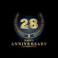 Template emblem 28th years old luxurious anniversary with a frame in the form of laurel branches and the number . anniversary royal logo. Vector illustration Design