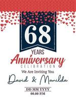 68th Years Anniversary Logo Celebration With Love for celebration event, birthday, wedding, greeting card, and invitation vector