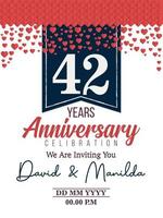 42nd Years Anniversary Logo Celebration With Love for celebration event, birthday, wedding, greeting card, and invitation vector