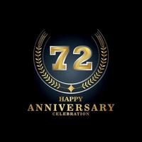 Template emblem 72nd years old luxurious anniversary with a frame in the form of laurel branches and the number . anniversary royal logo. Vector illustration Design