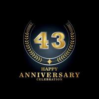 Template emblem 43rd years old luxurious anniversary with a frame in the form of laurel branches and the number . anniversary royal logo. Vector illustration Design