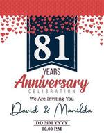 81st Years Anniversary Logo Celebration With Love for celebration event, birthday, wedding, greeting card, and invitation vector