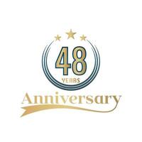 48 Year Anniversary Vector Template Design Illustration. Gold And Blue color design with ribbon