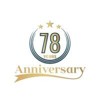 78 Year Anniversary Vector Template Design Illustration. Gold And Blue color design with ribbon