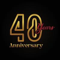 40th anniversary celebration logotype with handwriting golden and red colour elegant design . vector anniversary for celebration, invitation card, and greeting card.