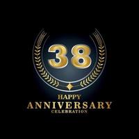 Template emblem 38th years old luxurious anniversary with a frame in the form of laurel branches and the number . anniversary royal logo. Vector illustration Design