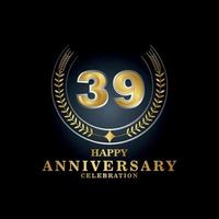 Template emblem 39th years old luxurious anniversary with a frame in the form of laurel branches and the number . anniversary royal logo. Vector illustration Design