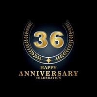 Template emblem 36th years old luxurious anniversary with a frame in the form of laurel branches and the number . anniversary royal logo. Vector illustration Design