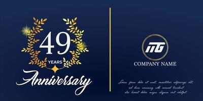 49th anniversary logo with elegant ornament monogram and logo name template on elegant blue background, sparkle, vector design for greeting card.