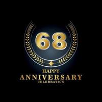 Template emblem 68th years old luxurious anniversary with a frame in the form of laurel branches and the number . anniversary royal logo. Vector illustration Design