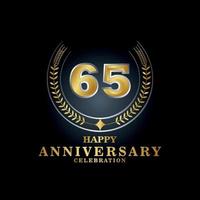 Template emblem 65th years old luxurious anniversary with a frame in the form of laurel branches and the number . anniversary royal logo. Vector illustration Design