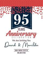 95th Years Anniversary Logo Celebration With Love for celebration event, birthday, wedding, greeting card, and invitation vector
