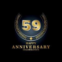 Template emblem 59th years old luxurious anniversary with a frame in the form of laurel branches and the number . anniversary royal logo. Vector illustration Design