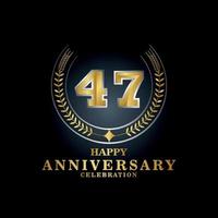 Template emblem 47th years old luxurious anniversary with a frame in the form of laurel branches and the number . anniversary royal logo. Vector illustration Design