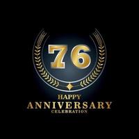 Template emblem 76th years old luxurious anniversary with a frame in the form of laurel branches and the number . anniversary royal logo. Vector illustration Design