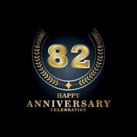 Template emblem 82th years old luxurious anniversary with a frame in the form of laurel branches and the number . anniversary royal logo. Vector illustration Design