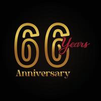 66th anniversary celebration logotype with handwriting golden and red colour elegant design . vector anniversary for celebration, invitation card, and greeting card.