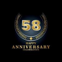 Template emblem 58th years old luxurious anniversary with a frame in the form of laurel branches and the number . anniversary royal logo. Vector illustration Design