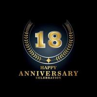 Template emblem 18th years old luxurious anniversary with a frame in the form of laurel branches and the number . anniversary royal logo. Vector illustration Design