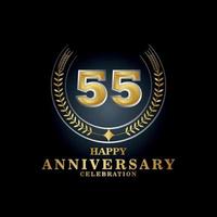 Template emblem 55th years old luxurious anniversary with a frame in the form of laurel branches and the number . anniversary royal logo. Vector illustration Design