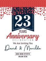 23rd Years Anniversary Logo Celebration With Love for celebration event, birthday, wedding, greeting card, and invitation vector