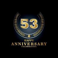 Template emblem 53rd years old luxurious anniversary with a frame in the form of laurel branches and the number . anniversary royal logo. Vector illustration Design