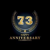 Template emblem 73rd years old luxurious anniversary with a frame in the form of laurel branches and the number . anniversary royal logo. Vector illustration Design