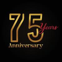 75th anniversary celebration logotype with handwriting golden and red colour elegant design . vector anniversary for celebration, invitation card, and greeting card.