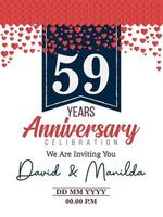 59th Years Anniversary Logo Celebration With Love for celebration event, birthday, wedding, greeting card, and invitation vector