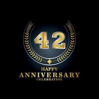 Template emblem 42nd years old luxurious anniversary with a frame in the form of laurel branches and the number . anniversary royal logo. Vector illustration Design
