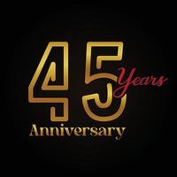 45th anniversary celebration logotype with handwriting golden and red colour elegant design . vector anniversary for celebration, invitation card, and greeting card.