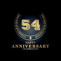 Template emblem 54th years old luxurious anniversary with a frame in the form of laurel branches and the number . anniversary royal logo. Vector illustration Design