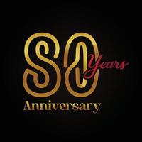 80th anniversary celebration logotype with handwriting golden and red colour elegant design . vector anniversary for celebration, invitation card, and greeting card.