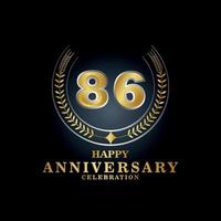 Template emblem 86th years old luxurious anniversary with a frame in the form of laurel branches and the number . anniversary royal logo. Vector illustration Design