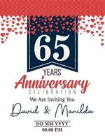 65th Years Anniversary Logo Celebration With Love for celebration event, birthday, wedding, greeting card, and invitation vector