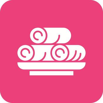 Spring Rolls Glyph Round Corner Background Icon vector
