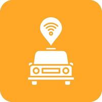 Connected Vehicle Glyph Round Corner Background Icon vector