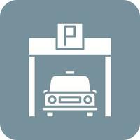 Car Park Glyph Round Corner Background Icon vector