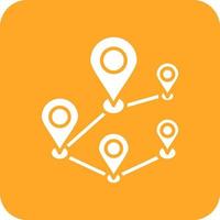 Multiple Destinations Glyph Round Corner Background Icon vector