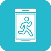 Jogging Glyph Round Corner Background Icon vector