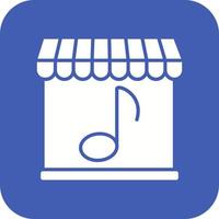 Music Shop Glyph Round Corner Background Icon vector