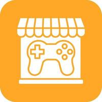 Game Store Glyph Round Corner Background Icon vector