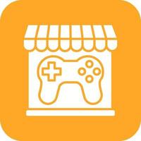 Game Store Glyph Round Corner Background Icon vector