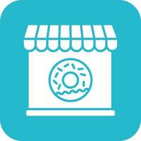 Donut Shop Glyph Round Corner Background Icon vector