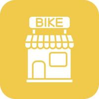 Bike Shop Glyph Round Corner Background Icon vector