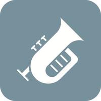 Tuba Glyph Round Corner Background Icon vector