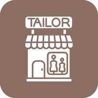 Tailor Shop Glyph Round Corner Background Icon vector