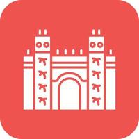 Ishtar Gate Glyph Round Corner Background Icon vector